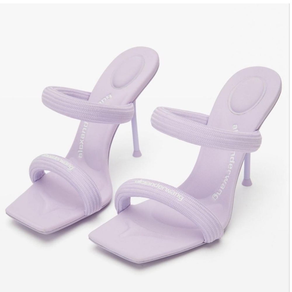 Alexander Wang Julie Tubular Padded Logo Heels Sandals Unicorn 10.5US 40.5EU